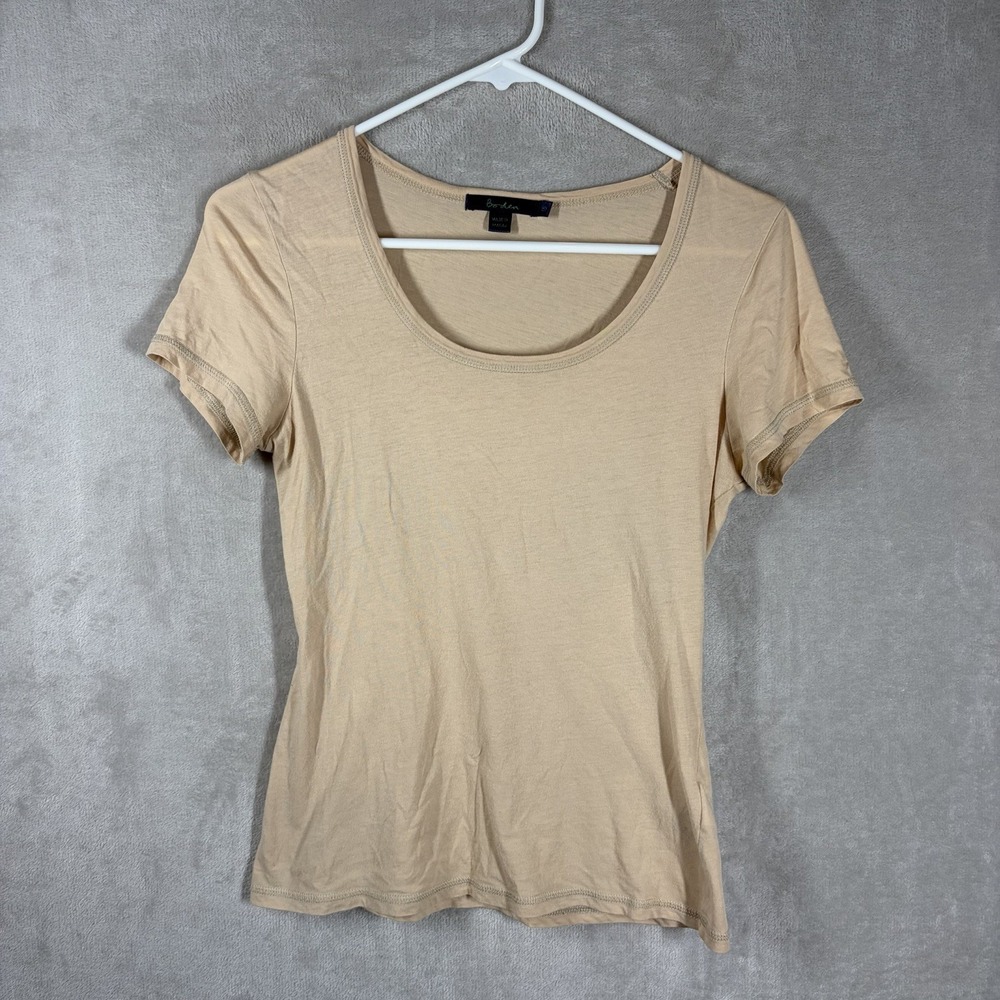 Boden Scoop Neck T Shirt Tan Size 10 Capsule Staple Basic Neutral Minimalist